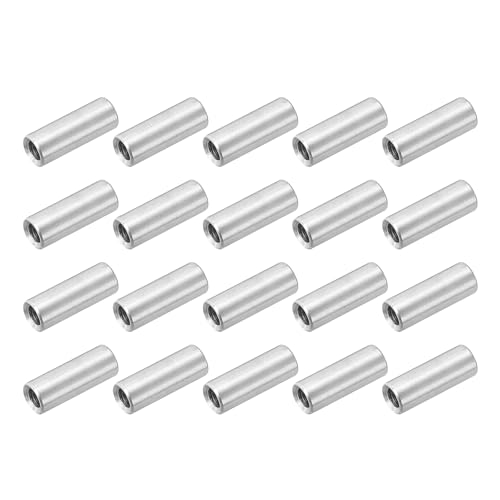uxcell M4x0.7mm Round Coupling Nuts, 25 Pcs 304 Stainless Steel Connector Nuts Fasteners Rod Bar Stud 16mm for Industrial Construction Fasteners, Silver