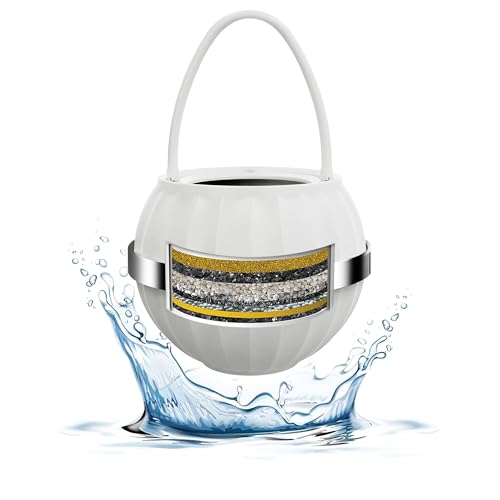 Image of Sourog Bath Filter for Tub 8 Stages Bathtub Water Filter for Skin Body Hair Health, Reduce 99% Heavy Metal, Chlorine, Hard Water Softener BPA-Free 2500 Gallons of Filtration (White and Chrome)