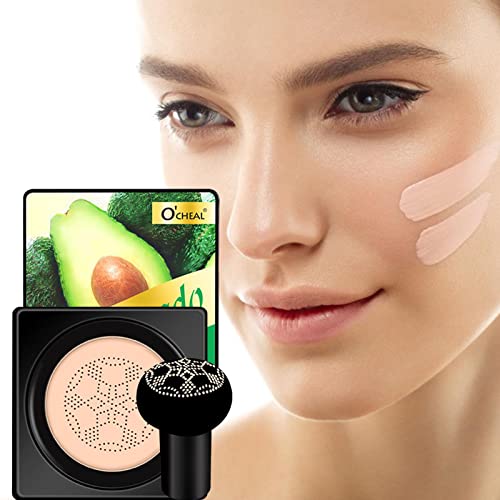 RUMUI Mushroom Head Cojín de Aire BB Cream | Mushroom Head Air Cushion Crema CC - Base de Cabeza de Hongo Natural, Crema BB hidratante, Corrector Mate de Larga duración, Base de cojín de Maquillaje