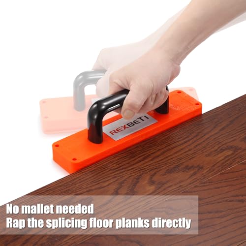 REXBETI 43-Piece Laminate Wood Flooring Installation Kit with 40 Spacers, Tapping Block, Heavy Duty Pull Bar and Diameter 1 3/8" High-Strength Fiberglass Handle Mallet, Non Slip Soft Grip