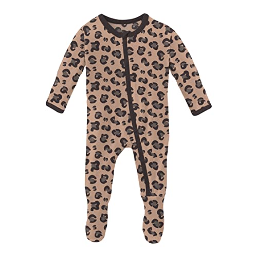Image of KicKee Little Adventure Footie - Super Cozy, Soft, Breathable, and Playfully Designed, Anniversary (Suede Cheetah Print - 0-3 Months)