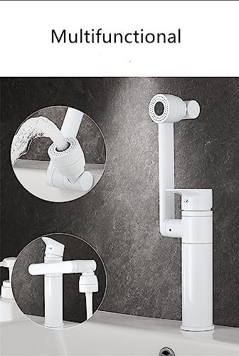 Robinet de salle de bains multifonction blanc court pour vasque moderne - 5