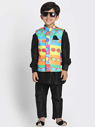 Image of JBN Creation Light Blue Cotton Silk Blend Boys Nehru Modi Jacket