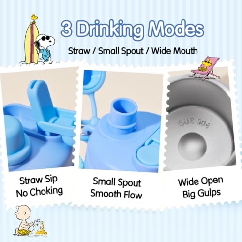 Image of MINISO Peanuts Snoopy Insulated Stainless Steel Tumbler with Lid Straw 17oz