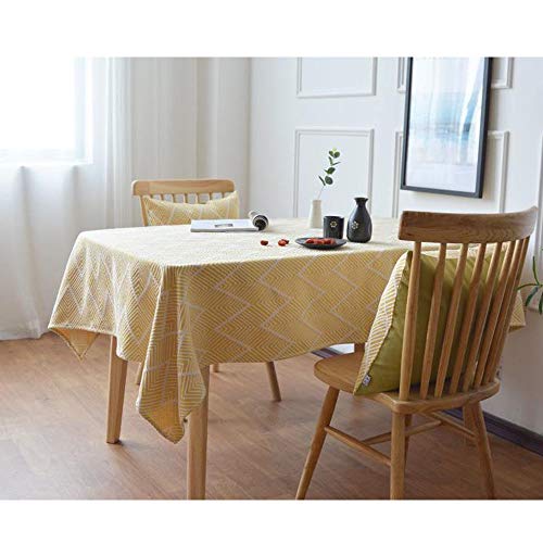 Nappe en coton et lin lavable rectangulaire REYG StyleThree pour table de cuisine