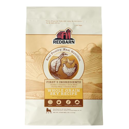 Redbarn Whole Grain Adult Dry Dog Food Kibble - Sky Chicken Recipe - Made in USA Recipe with Functional Ingredients to Support Healthy Heart, Skin, Coat, Immunity & Digestion - 4lb