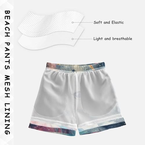 Pigsaly Boys' Swim Board Shorts Watercolor Cute Unicorn Boy's Swim Trunks Kids Swimwear M4