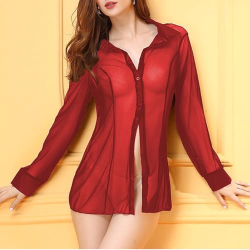 Image of Xs and Os Women's Sheer Mesh Shirt Babydoll Lingerie