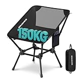 SONGMICS Chaise de Camping, Chaise de Plage Pliante Hauteur Réglable, Structure en Acier, Supporte 150 kg, 2 Poches de Rangement, pour Voyages, Noir GCB050BZ01