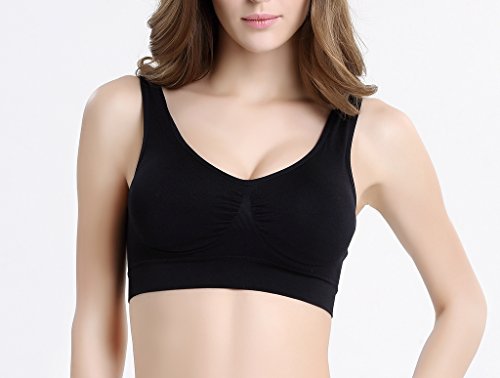 Vermilion Bird Women's 3 Pack Seamless Comfortable Sports Bra With Removable Pads Black S #TOP1