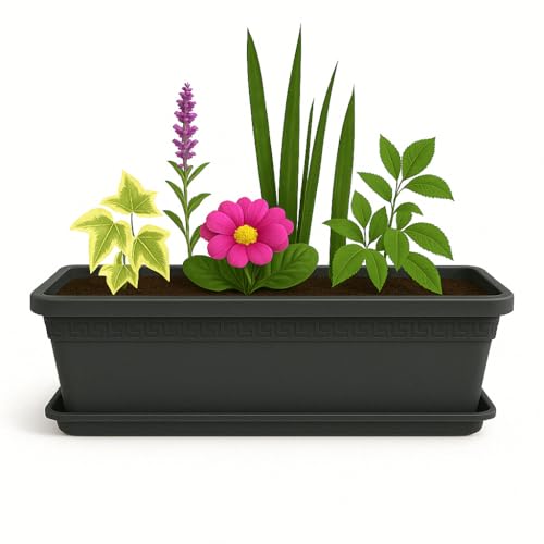 TECHZOCO Jardinera de plástico con Plato, Macetero...