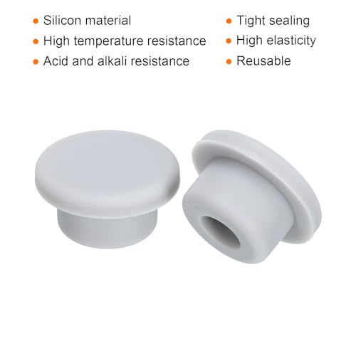Image of MECCANIXITY High Temp Silicone Plugs, Dia 19mm /0.75 Inch, T Shaped, Grey, Pack of 10 (OD 27mm /1.06 Inch)