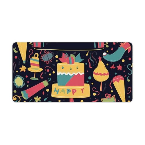 Tapis de souris de jeu grande taille imperméable Happy Birthday
