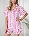 Pajamas for Womens Set Summer 2 Pece Pjs Matching Shorts Set Loungewear Palm Sleepwear for Beach Vacation, Holiday Pink