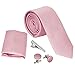 Bundle Monster Mens 4pc Solid Color Skinny Tie Fashion Accessories Set - Pink