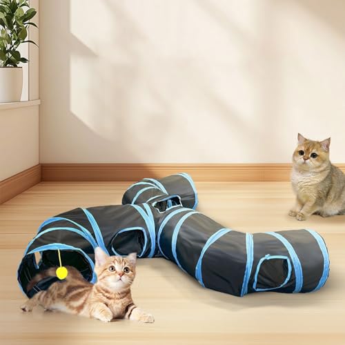 Katzentunnel Katzenröhren | interaktives Katzenspiel-Tunnel-Versteckspiel | lustige versteckte Röhren | interaktiv in und unten die Seiten PUN-3