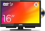 Cello 16 inch LED Made in the UK with Built-in DVD Freeview Freesat and Pitch Perfect Speakers Small screen for Kitchen Homes and Compact Spaces Mains Powered 240V