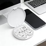 1 Pcs USB Charger Adapter Kit Storage Box Portable Organizer with Multi Interface Connector for Travel Daily Use(White)