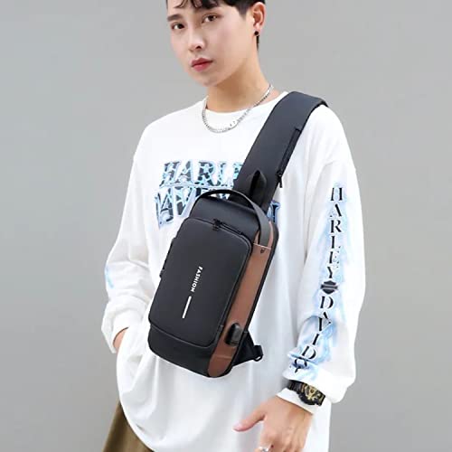 Image of ARURA (LABEL) Multifunction Anti-theft Shoulder Bag Crossbody Bag Travel Sling Bag with USB Port and Code Lock Messenger Backpack Chest Bag for Male Female