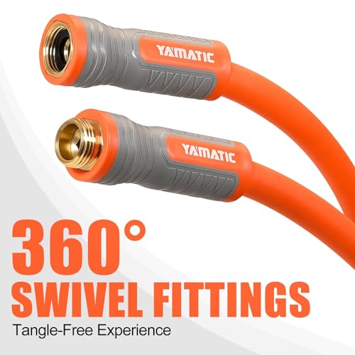 YAMATIC-Garden-Hose-58-in-x-100-ft-Ergonomic-Swivel-Fittings-Burst-600-PSI-Heavy-Duty-Flexible-and-Lightweight-Water-Hose-with-2-Set-Quick-Connect