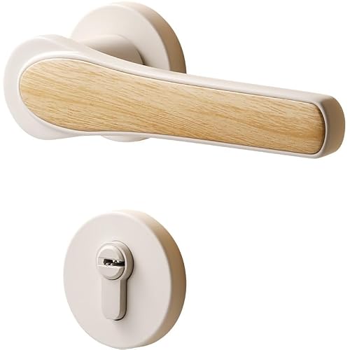 Juaksqzyi Silent Model Door Levers Door Handles Key Interior Door Knobs Privacy Doors Lever Locksets For Bedroom Bathroom Heavy Duty White Deadbolt Set(Silent Model)