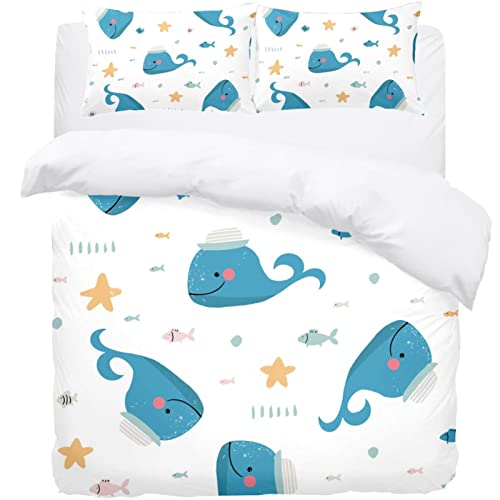 Housse de couette avec 2 taies Collection Whales White Star
