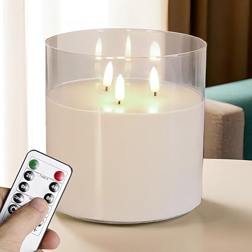Velas sin llama LED parpadeante de cera con pilas y vidrio de 6 pulgadas