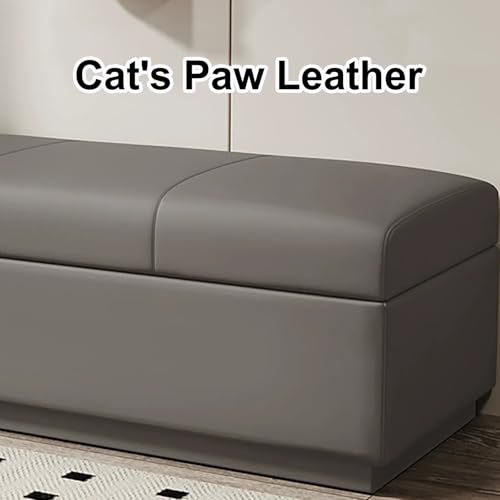 Banc Ottoman rembourré avec rangement gris de 90x40 cm - 6