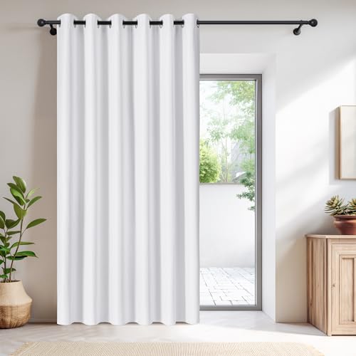 NICETOWN 100% Blackout Curtains Thermal Insulated Room Darkening Drapes Window Long Grommet Light Blocking Blackout Curtain for Living Room Bedroom, 1 Panel, 80 x 90 inch Length, Pure White