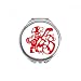 Dog Paper Cutting Chinese New Year Hand Compact Mirror Round Portable Pocket Glass