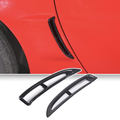 Rear Fender Vents Cover for Chevy Corvette C6 2005-2013 (Not Fit Base), Car Body Side Air Vent Outlet Wing Frame, Outer Rear Air Intake Grille Spoiler Trim Exterior Accessories, ABS (Glossy Black)