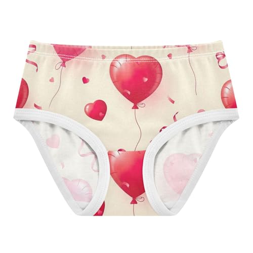 Pink Red Heart Balloons Girl Panties Cute Girls Underwear Toddler Cotton Personalized Kids Briefs Undies 2t