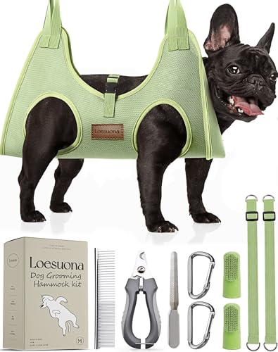 Loesuona Dog Grooming Hammock – for Dogs Cat Grooming Hammock,Dog Sling for Nail Trimming with Dog Nail Clippers for Small Dogs,Dog Hammock for Nail Trim,Dog Hanging Harness for Nail Trimming