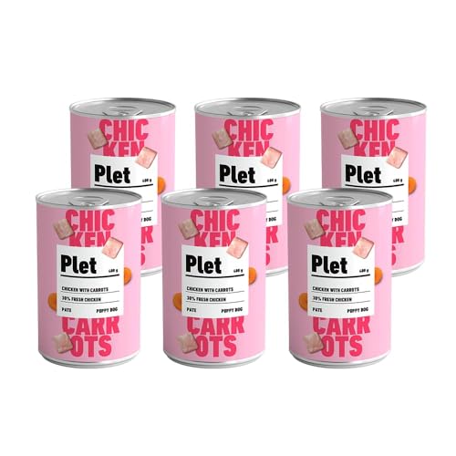 Plet Comida Húmeda para Cachorros con Pollo y Zanahorias | 400g Pack de 6