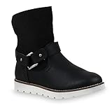  Damen Stiefeletten Schlupfstiefel Gefütterte Stiefel Wedges Nieten 153718 Schwarz Weiss 37 Flandell