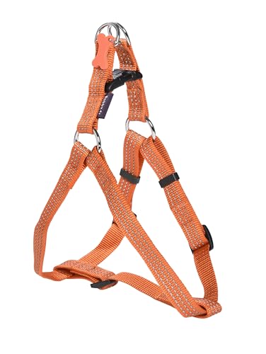 Bobby Safe - Pettorina per Cani di Taglia Grande, Riflettente e Resistente, con Doppio Anello in metallo, Colore Arancio, Taglia L/circonferenza petto 52-76 cm