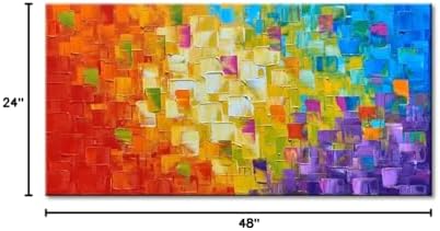 Seekland Art Hand Painted Texture Oil Painting on Canvas Abstract Wall Art Deco Contemporary Artwork Framed Ready to Hang (48 * 24 inch) — view 9