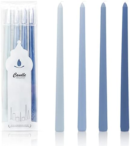 12 Inch Long Taper Candles for Home Decoration, 4 Pack Color-Gradient Candlesticks for Dinner Party Wedding Holiday - Blue Series