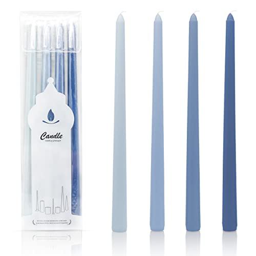 12 Inch Long Taper Candles For Home Decoration, 4 Pack Color-Gradient Candlesticks For Dinner Party Wedding Holiday - Blue Series #TOP27