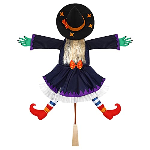 Unomor Crashing Witch into Tree Halloween Decoration, Crashed Witch Props Hanging Halloween Witch Decorations Yard Outdoor Halloween Decor for Tree Door Porch (48.4 Inch Tall)