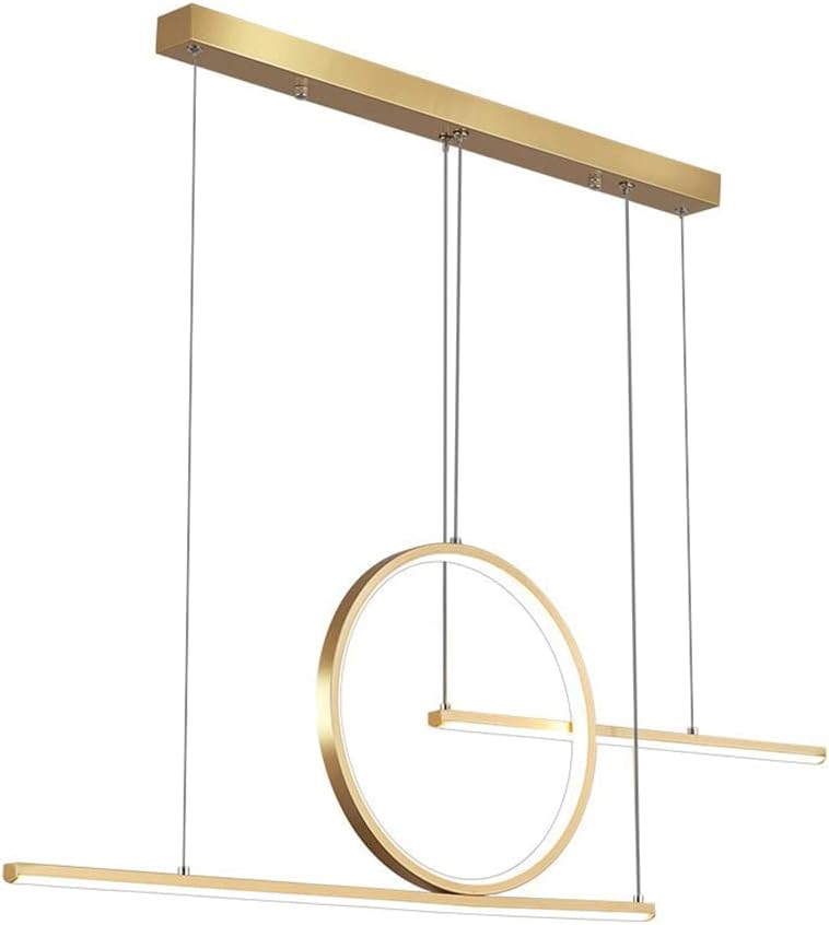 Modern 40W LED Kitchen Island Suspension Lamp, Creative Dining Room Linear Pendant Light, Geometric Metal Strip Hanging Lights with Acrylic Shade, Simple Living Room Chandeliers