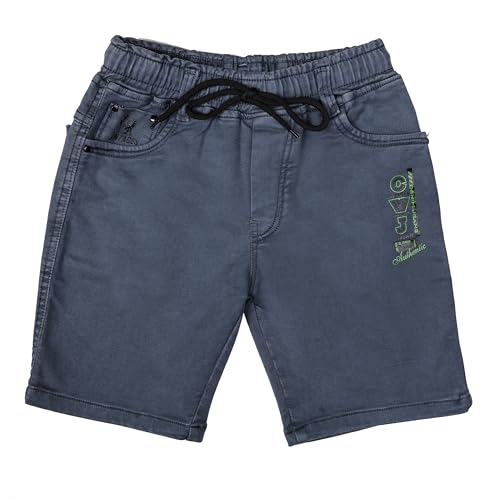 Image of Boys Regular fit Shorts, Elastic with Drawstring Waistband, Stretchable Soft Cotton Denim, Solid, Above Knee Length