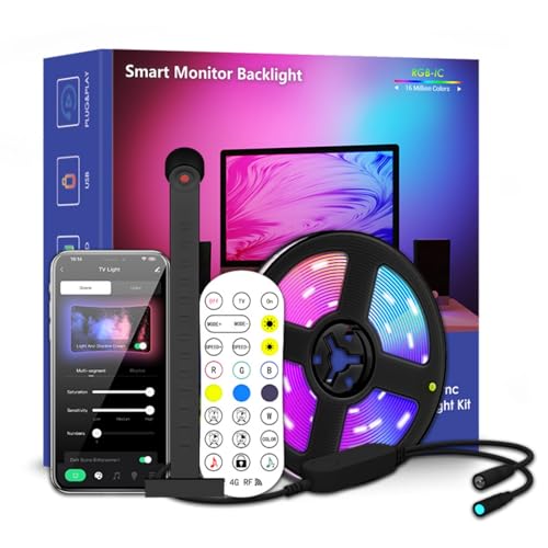 Smart WiFi LED retroilluminazione TV con fotocamera, illuminazione RGBIC per una migliore esperienza visiva, app e telecomando per l'intrattenimento domestico