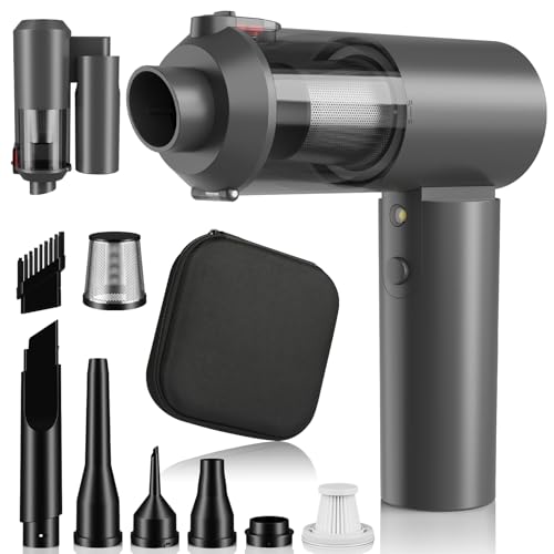 Tkkich Car Vacuum Cleaner,Portable Air Blower 4in1 16000PA High Power 90°Foldable Cordless Handheld Vacuums Brushless Motor,Grey