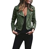 Zilosconcy Lederjacke Damen Schwarz Kurz Nieten Bikerjacke Mode Motorradjacke Lange Ärmel Reißverschluss Cool Stylisch Sweatjacke Leder Jacket Vintage Kurzjacke Kunstleder Jacke Slim Fit