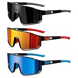 HTTDSLF 3 Piezas Gafas Ciclismo, Gafas Polarizadas Ciclismo Deportivas para Hombre y Mujer, Gafas De Sol Deportivas Polarizadas Protección UV400, Para Andar En Bicicleta, Correr
