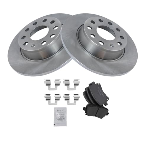 Image of TRQ Rear Brake Pad and Rotor Set Ceramic Compatible with 2010 Volkswagen Golf 2011 2017 GTI