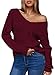 Womens Pullover Sweaters Casual Long Sleeve V Neck Loose Fit Knit Tops