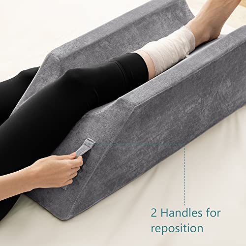 Ubbcare Leg Elevation Pillow For Leg/Knee Surgery Recovery, Memory Foam Leg Pillow With Velvet Washable Cover, Grey #TOP3