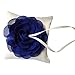 Yissone Cojín para Anillo de Boda con Hermoso Lazo Y Perla de Simulación Cojín de Bolsillo para La Ceremonia de La Boda con Cinta de Encaje 10*10Cm (Azul)